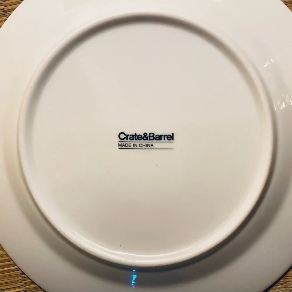 Crate and Barrel Salad Dessert Plates Set of 3 Sprigs Plates Botanical Plates